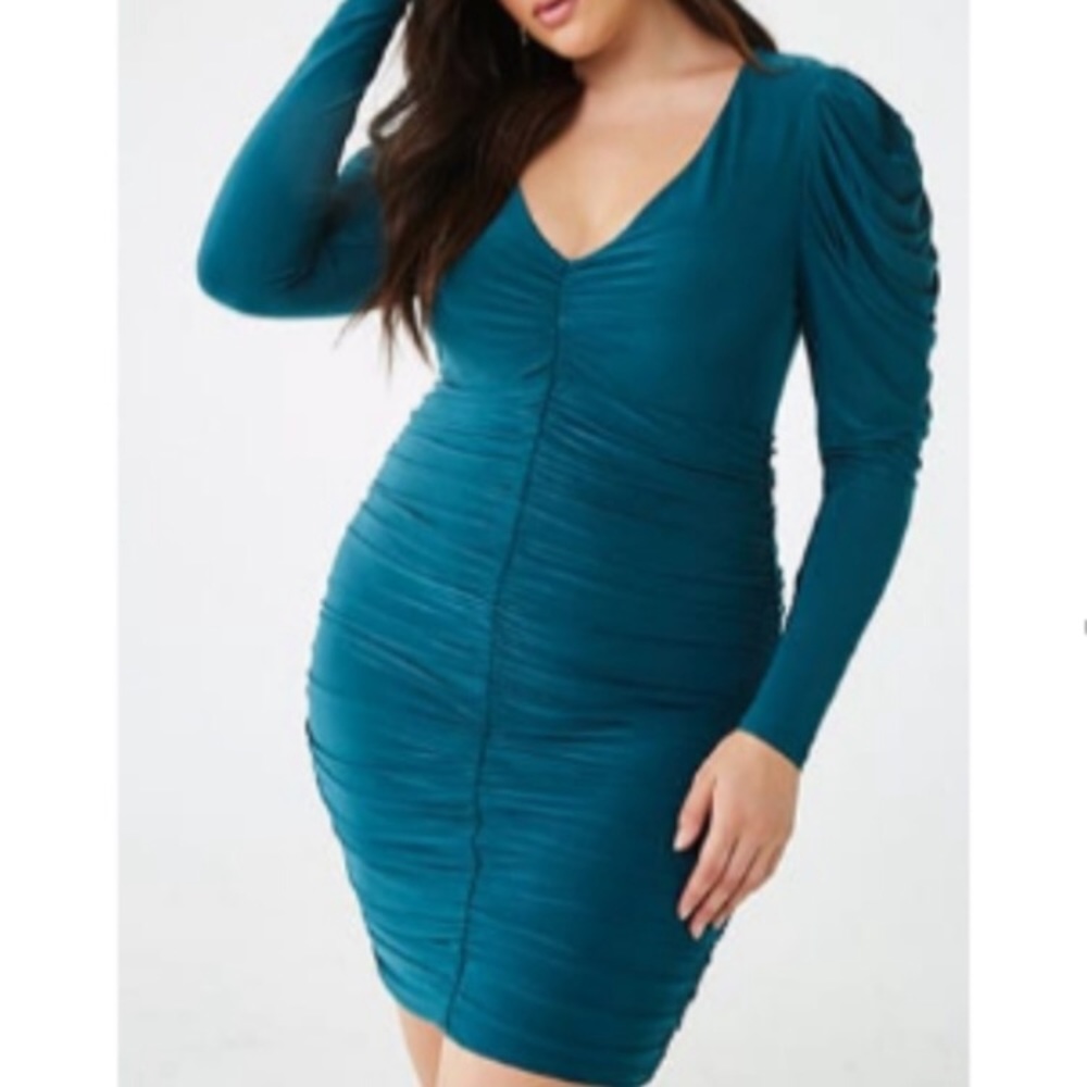 Teal green holiday dress